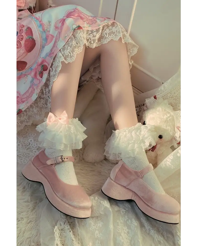Ruffled Fairycore Socks for a Vintage Pastel Princess Aesthetic - socks