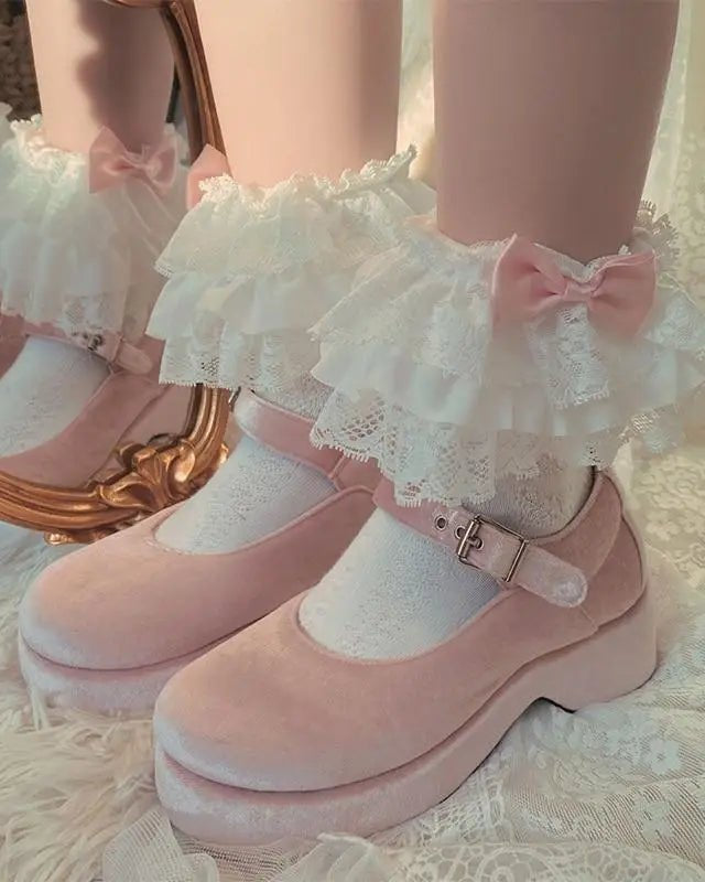 Ruffled Fairycore Socks for a Vintage Pastel Princess Aesthetic - Cosparty