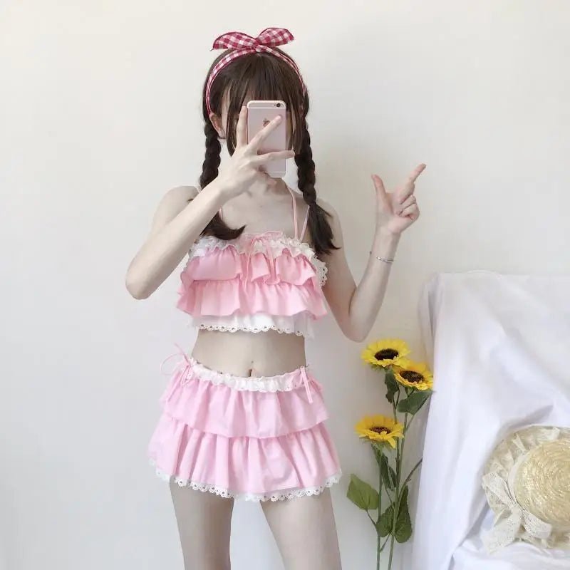 Ruffled Pink Princess Lingerie Set for Kawaii Beach Parties - Cosparty