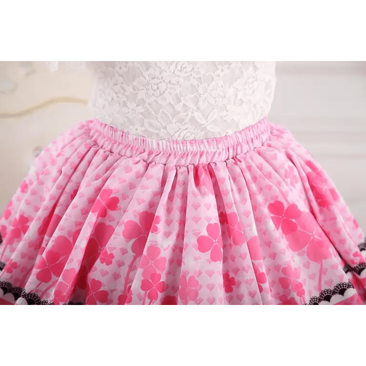 Ruffled Pink Princess Skirt with Floral Pattern for Elegant Style - Cosparty