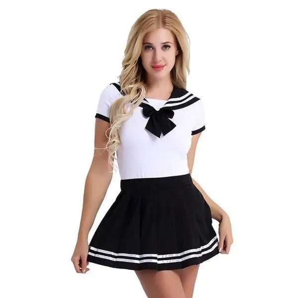 Sailor Scout Snap Crotch Onesie with Pleated School Girl Skirt - Cosparty