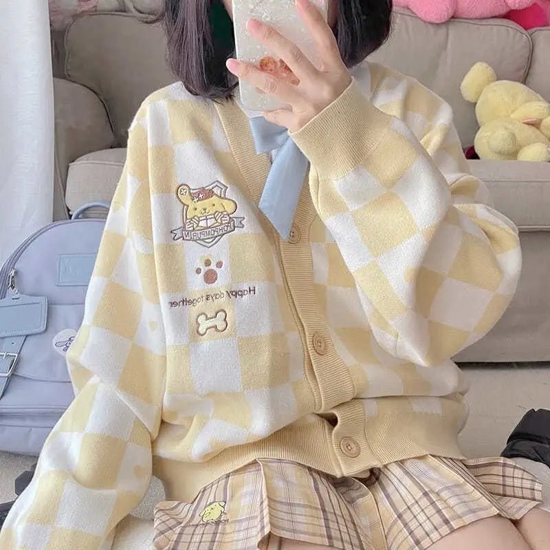 Sanrio Character Checkerboard Cardigan in New Condition - Cosparty
