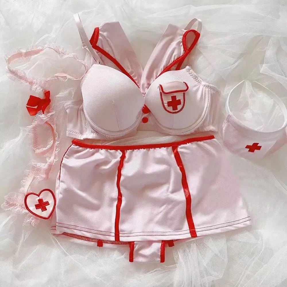 Seductive Pink Nurse Lingerie Costume for Roleplaying and Cosplay - Cosparty