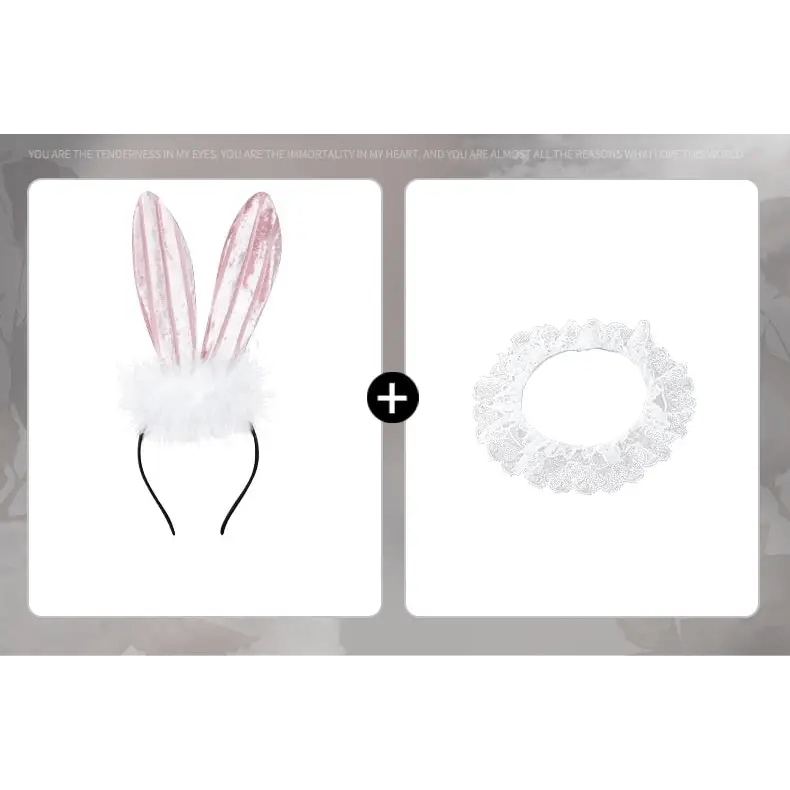 Seductive Pink Velour Peekaboo Dress with Bunny Ears and Lace Trim - Cosparty