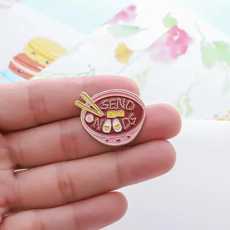Send Noods Ramen Noodle Bowl Enamel Pin for Kawaii Lovers - Cosparty