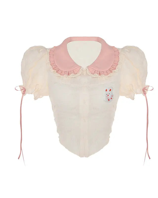 Serendipity Bunny Outfit with Suspender Dress for Kawaii Style - Only Shirt / S - outfit