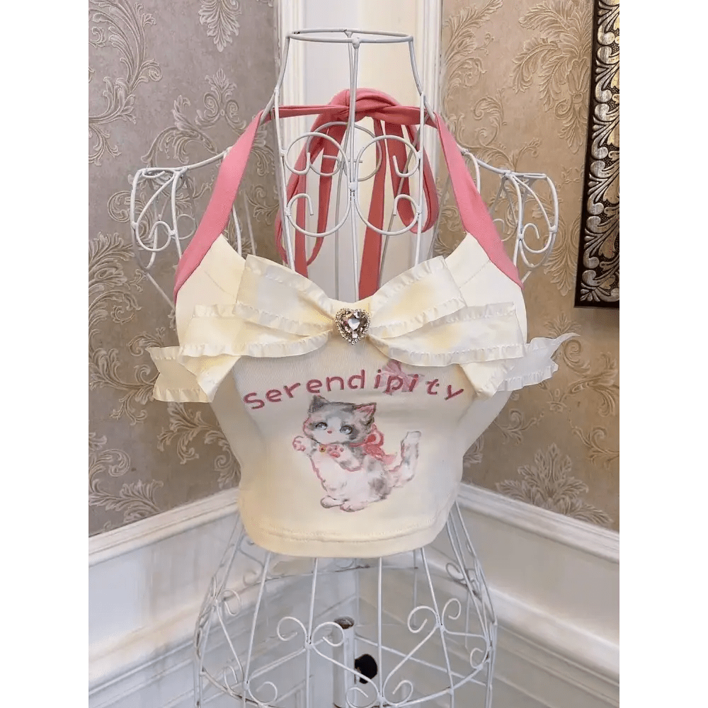 Serendipity Kitten Tank in Pale Yellow for Retro Fashionistas - Cosparty