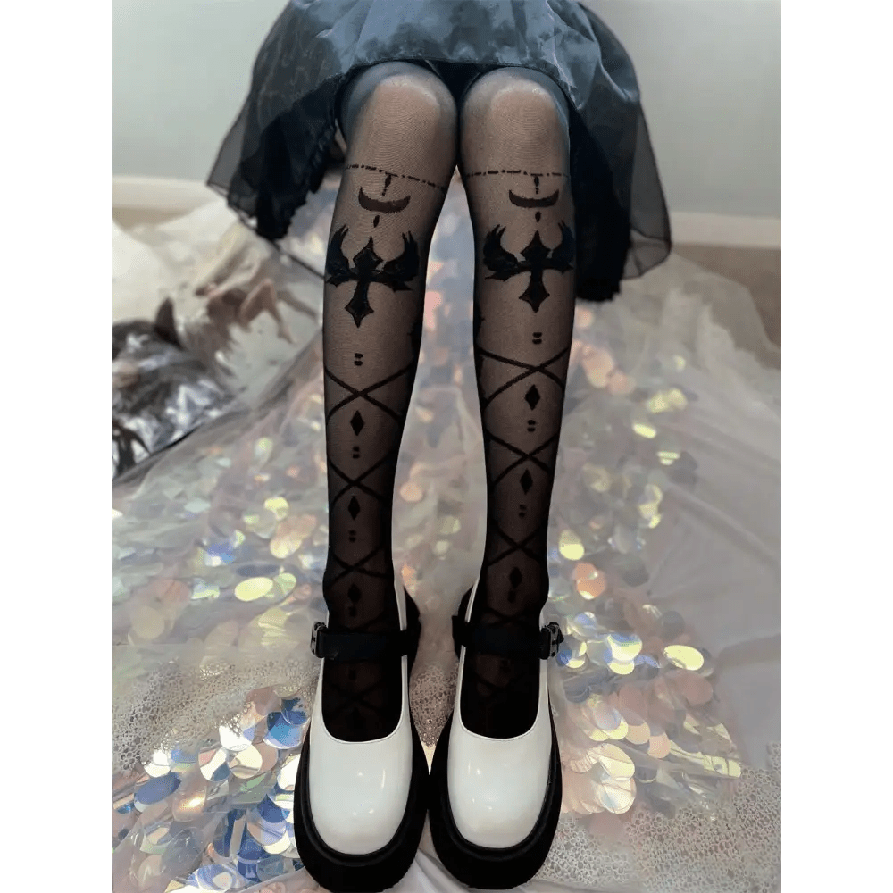 Sheer Lolita Nylon Thigh Highs for a Kawaii Fairycore Look - Cosparty