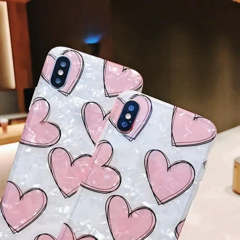 Shimmering Pink and White Heart iPhone Case Available - Cosparty
