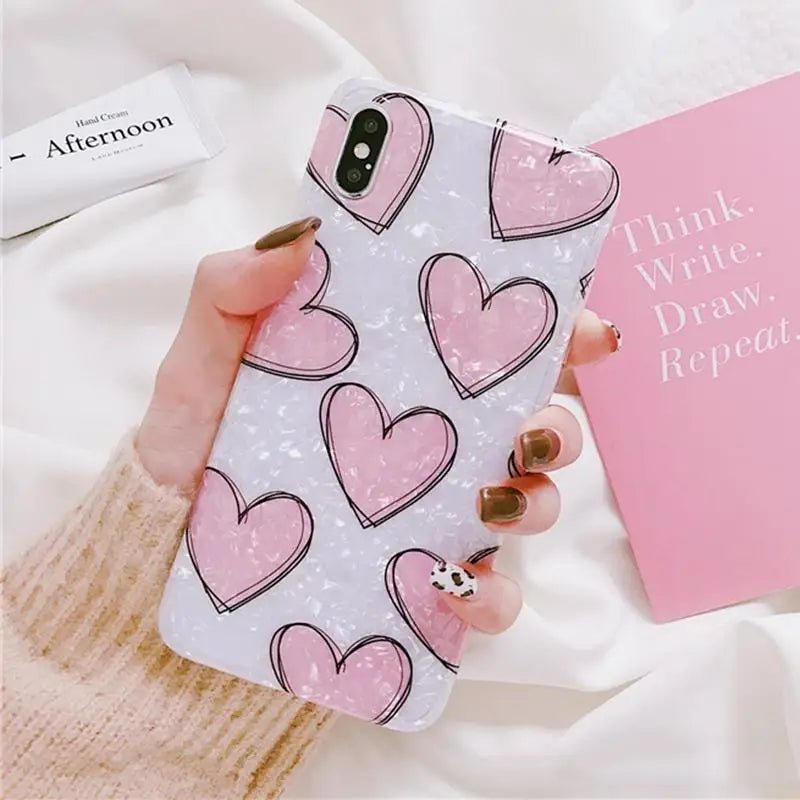 Shimmering Pink and White Heart iPhone Case Available - Cosparty