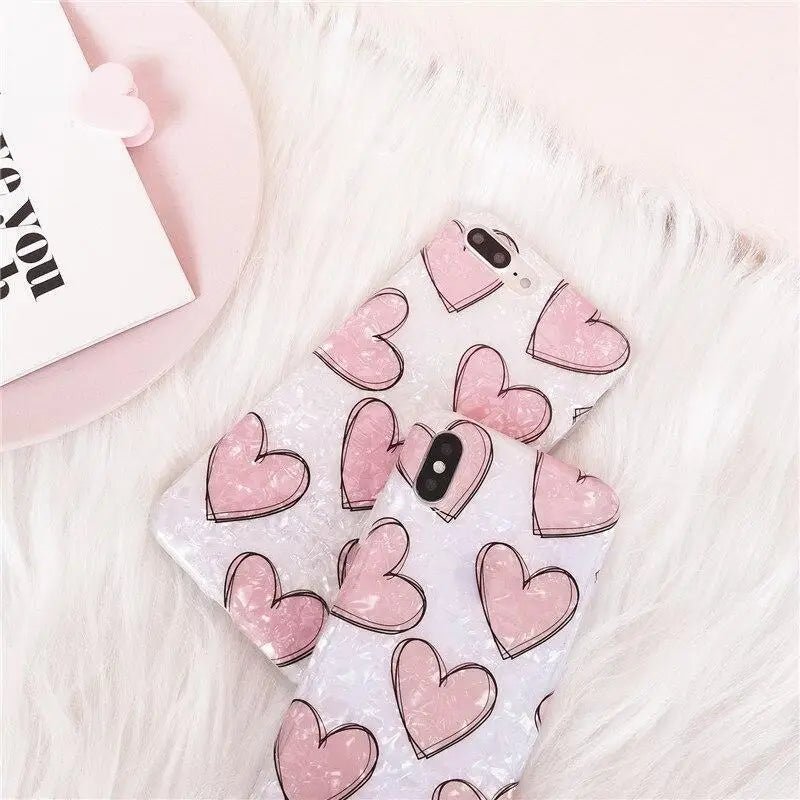 Shimmering Pink and White Heart iPhone Case Available - Cosparty
