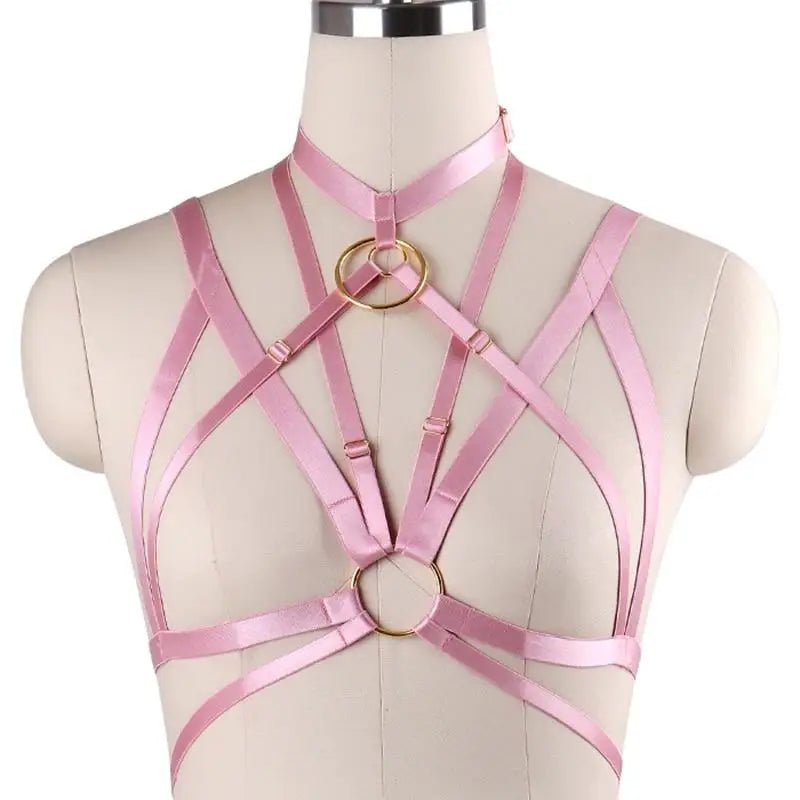 Silky Vegan Harness with Gold O - Rings and Satin Sheen - Cosparty