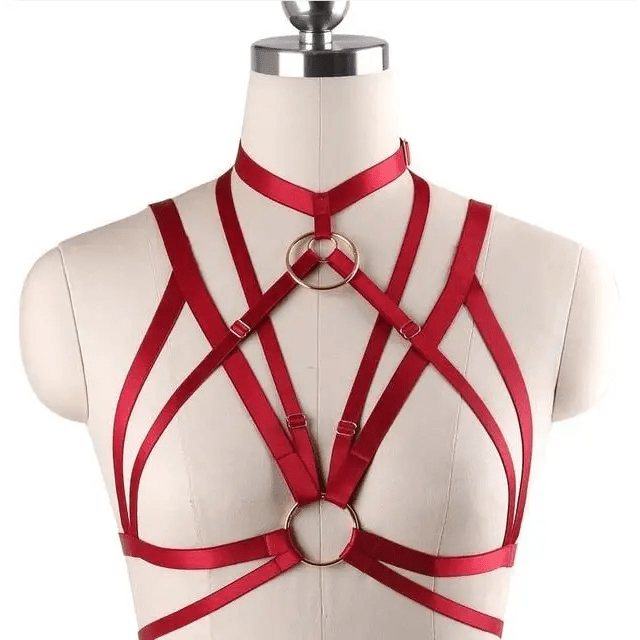 Silky Vegan Harness with Gold O - Rings and Satin Sheen - Cosparty