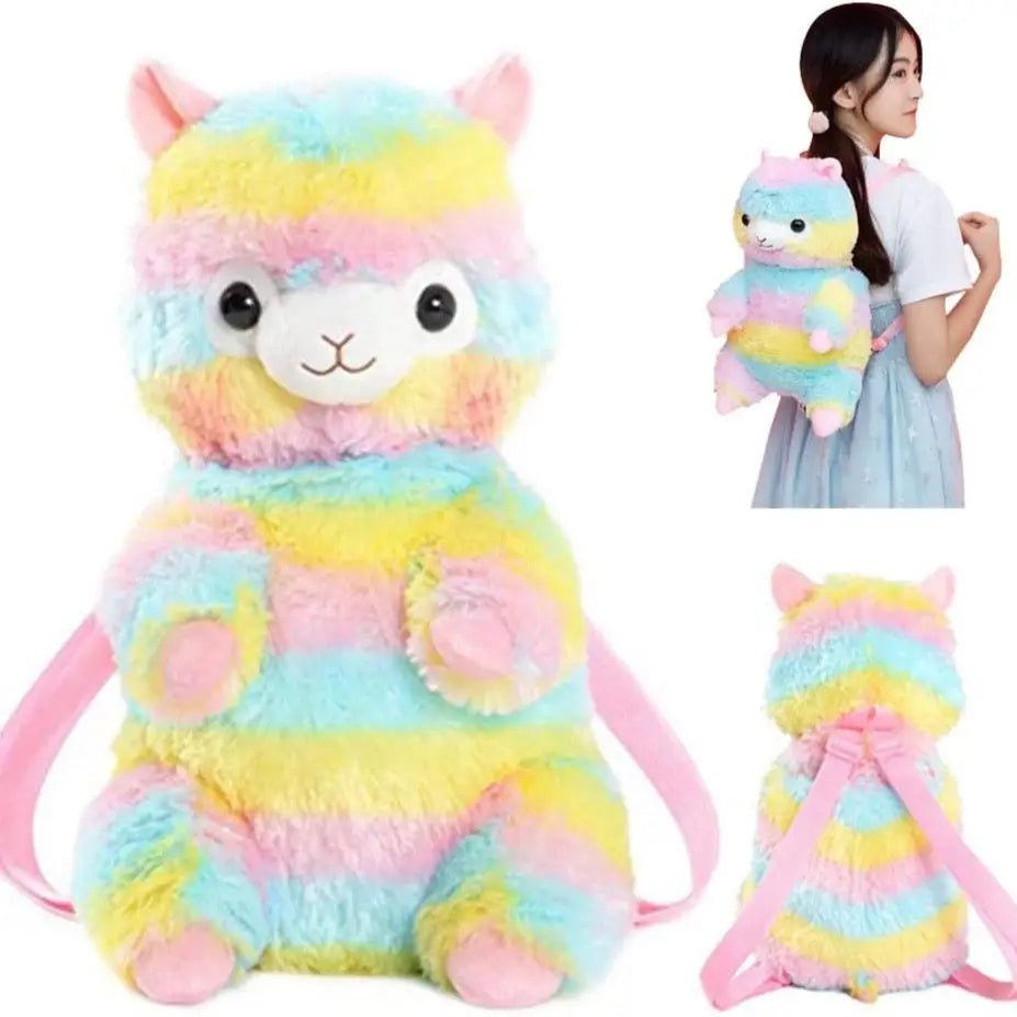 Soft Rainbow Alpacasso Inspired Backpack with Adjustable Straps - Cosparty