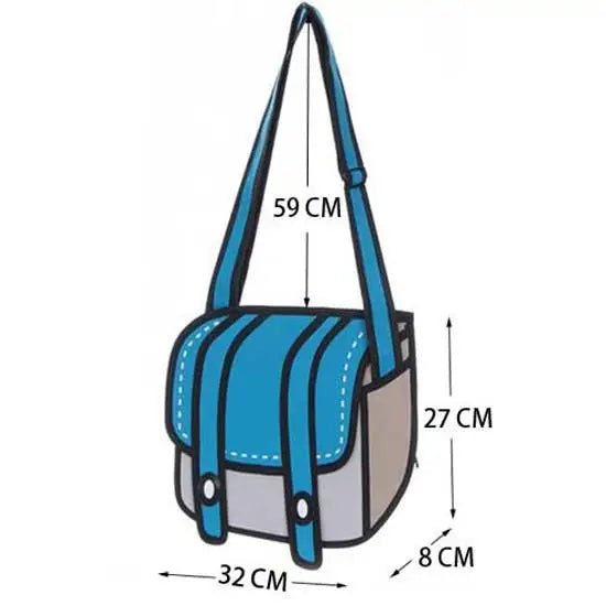 Spacious 2D Cartoon Messenger Bag for Kawaii Goods - Cosparty
