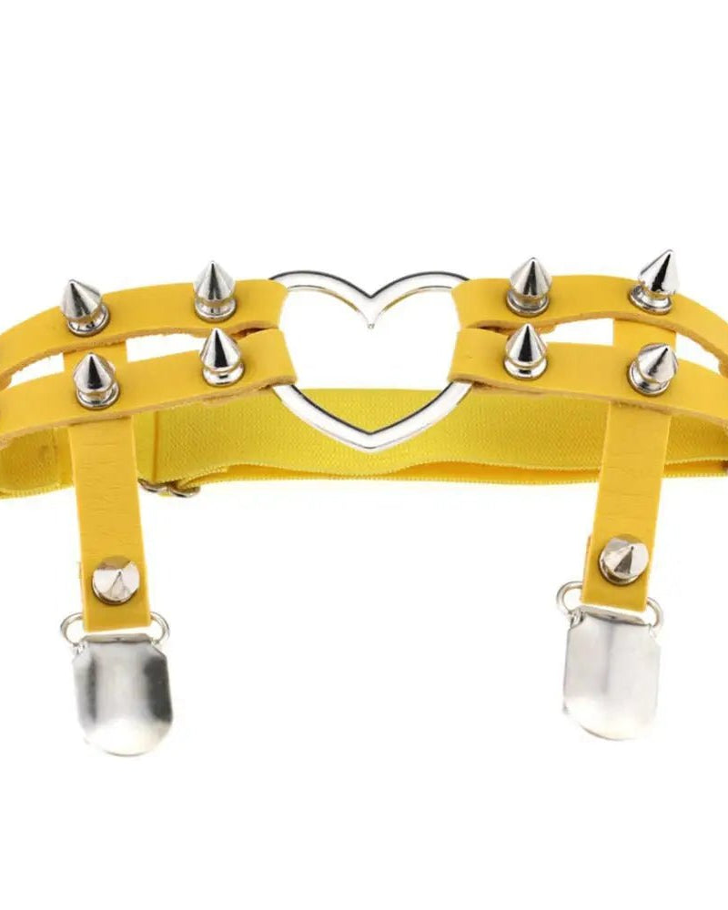 Spiky Garter Belt with Punk Rock Style and Metal Heart - Cosparty