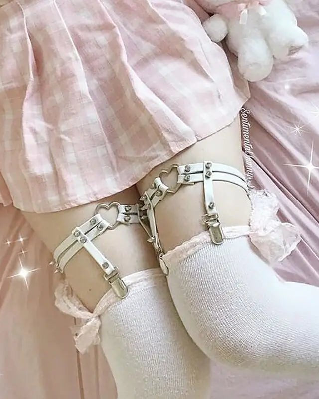 Spiky Garter Belt with Punk Rock Style and Metal Heart - Cosparty