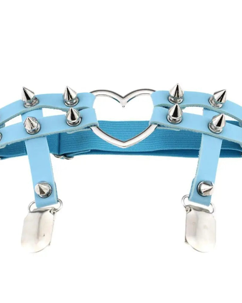 Spiky Garter Belt with Punk Rock Style and Metal Heart - Cosparty