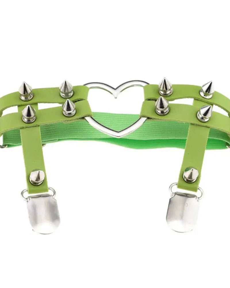 Spiky Garter Belt with Punk Rock Style and Metal Heart - Cosparty