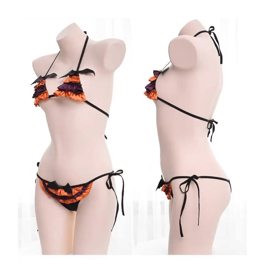 Spooky Bat Wing Lingerie Set for Halloween Enthusiasts - Cosparty