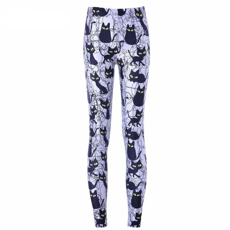 Spooky Black Cat Yoga Pants for Kawaii Active Wear in New Condition - Cosparty