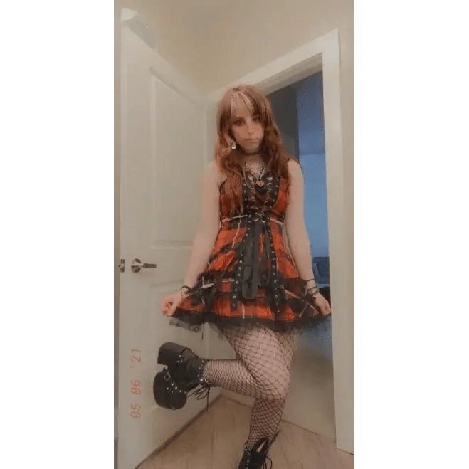 Spooky Tartan Plaid Lace - Up Gothic Dress for Dark Fashion Lovers - Cosparty