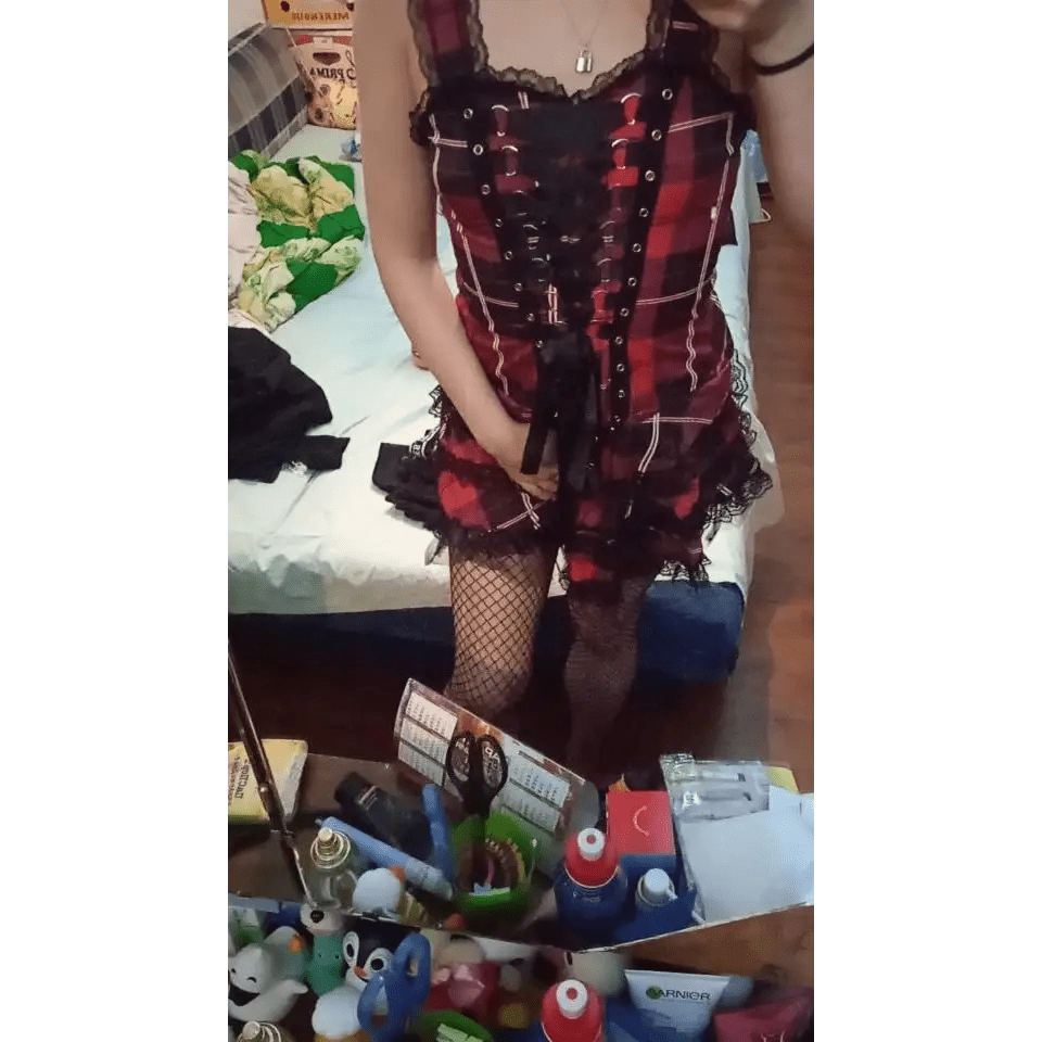 Spooky Tartan Plaid Lace - Up Gothic Dress for Dark Fashion Lovers - Cosparty