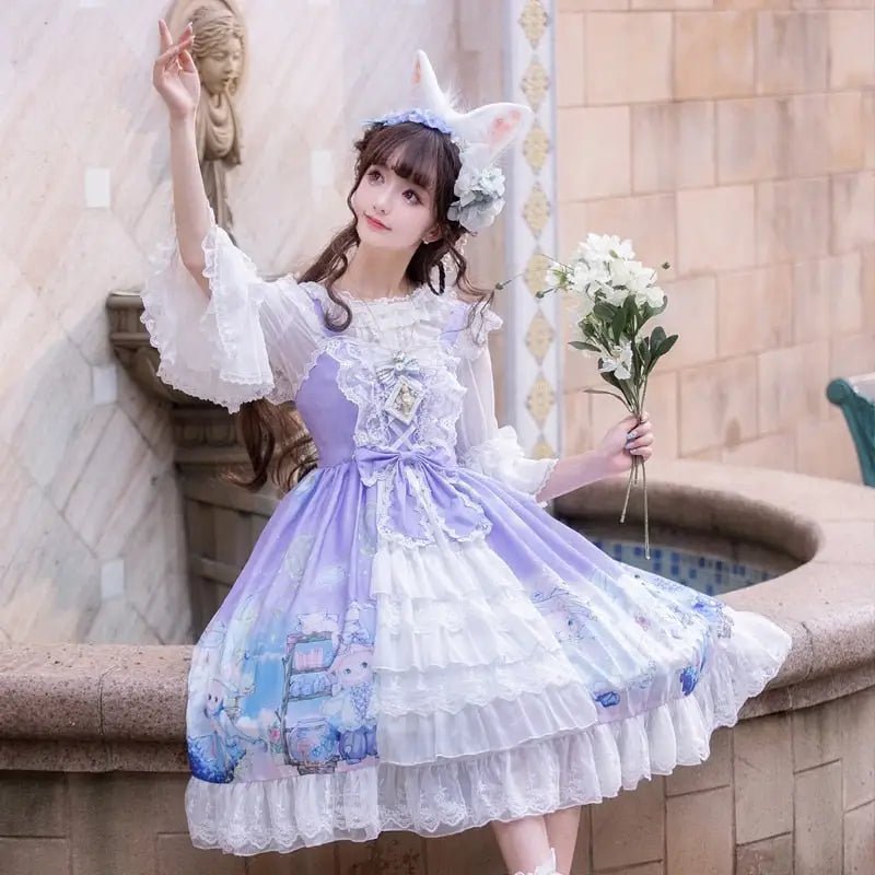 Starry Bunny Kingdom Lolita Dress for Magical Twilight Fairytales - Cosparty