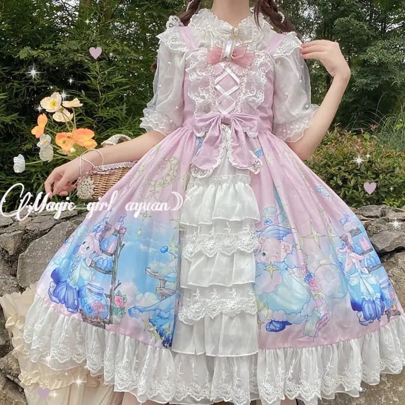 Starry Bunny Kingdom Lolita Dress for Magical Twilight Fairytales - Cosparty