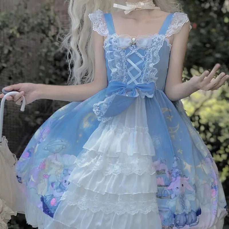 Starry Bunny Kingdom Lolita Dress for Magical Twilight Fairytales - Cosparty