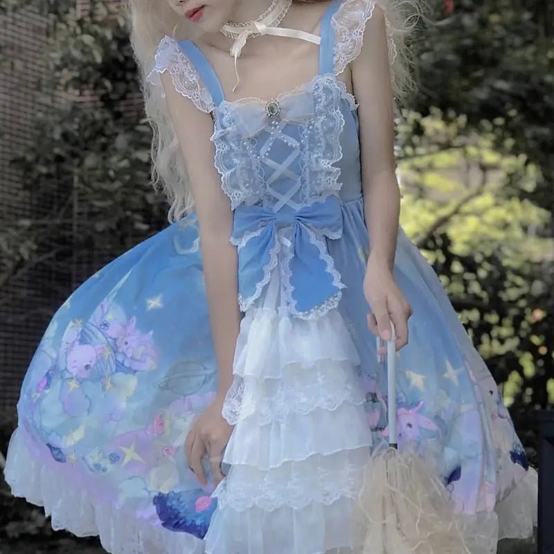 Starry Bunny Kingdom Lolita Dress for Magical Twilight Fairytales - Cosparty
