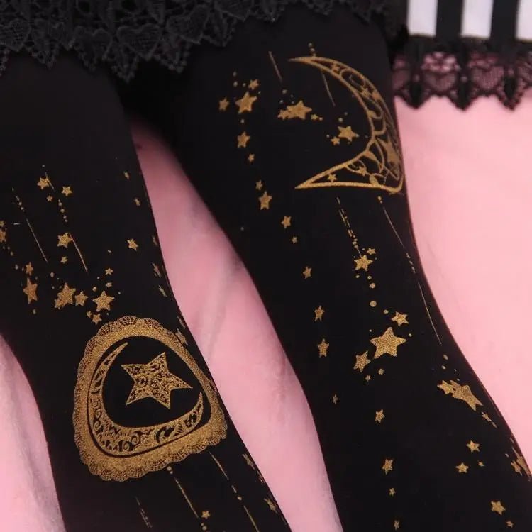 Steampunk Inspired Tights in Maroon, Navy Blue, and Jet Black - Cosparty