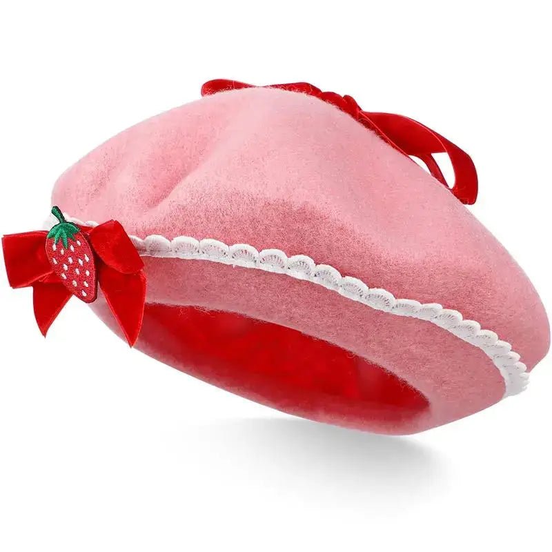 Strawbaby Beret in Strawberry Sweetness for Kawaii Style Enthusiasts - Cosparty