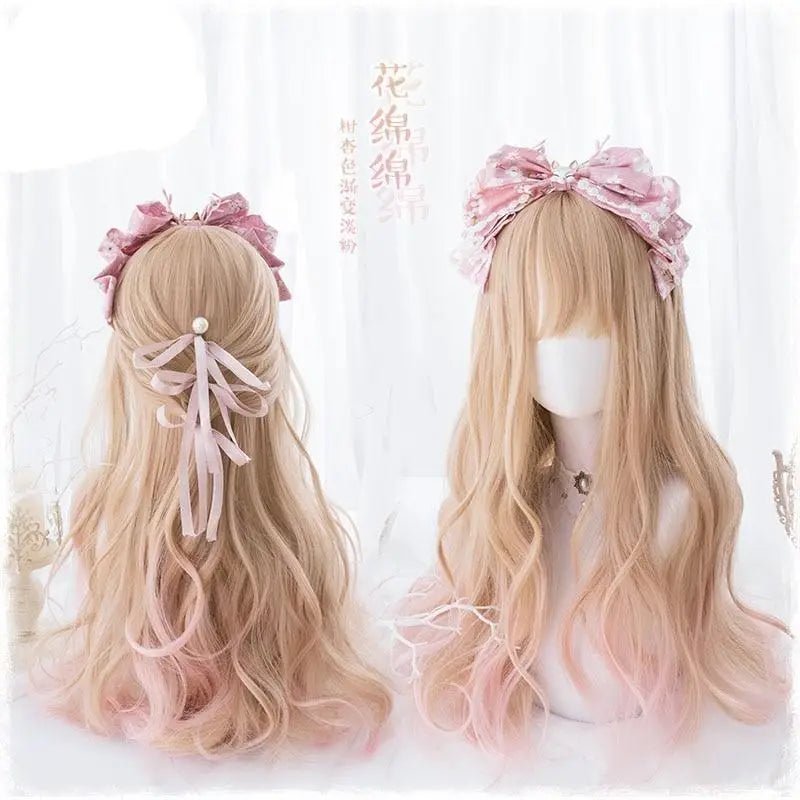 Strawberry Blond Wavy Lolita Wig with Fringe and Highlights - Cosparty