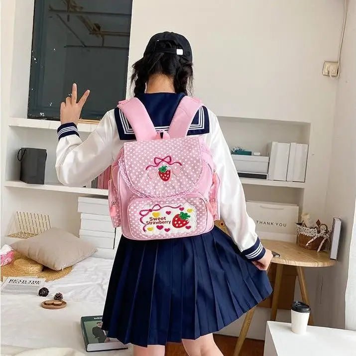 Strawberry Inspired Unicorn Backpack with Adjustable Straps and Pockets - Cosparty