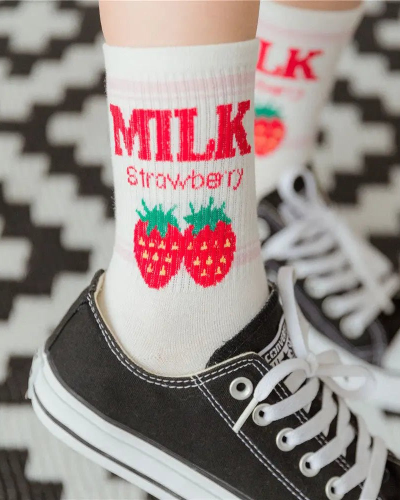 Strawberry Milk Socks Inspired by Harajuku Fashion - Cosparty
