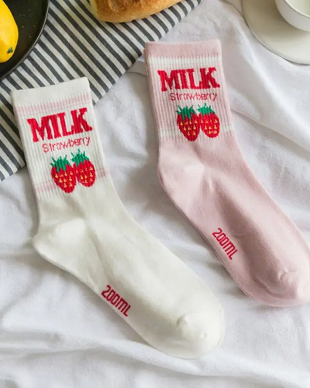Strawberry Milk Socks Inspired by Harajuku Fashion - Cosparty
