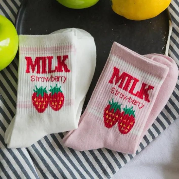 Strawberry Milk Socks Inspired by Harajuku Fashion - Cosparty