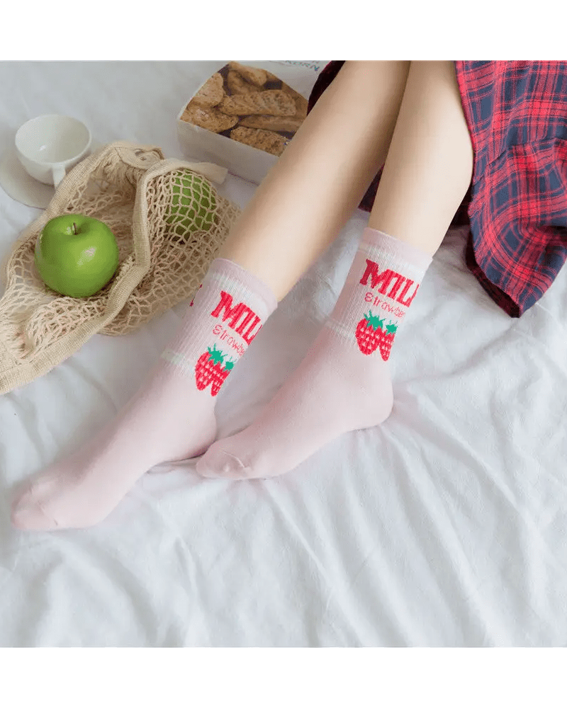 Strawberry Milk Socks Inspired by Harajuku Fashion - Cosparty