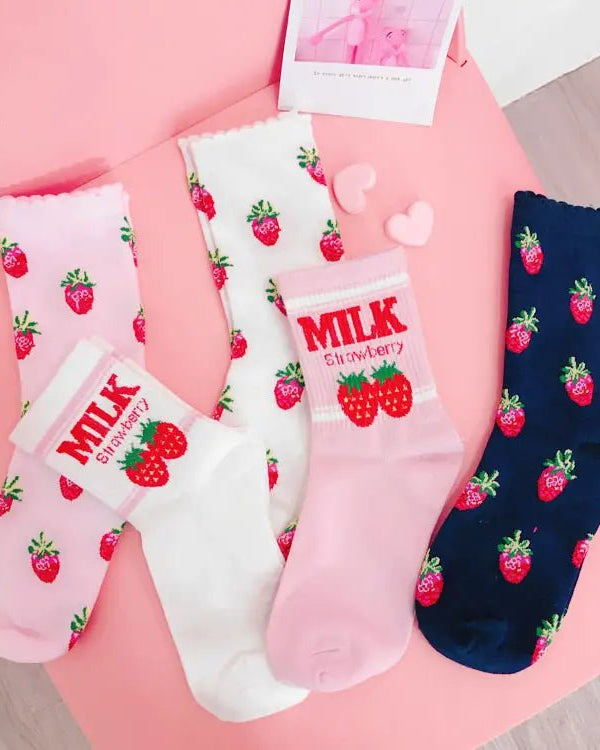 Strawberry Milk Socks Inspired by Harajuku Fashion - Cosparty