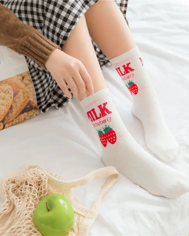 Strawberry Milk Socks Inspired by Harajuku Fashion - Cosparty
