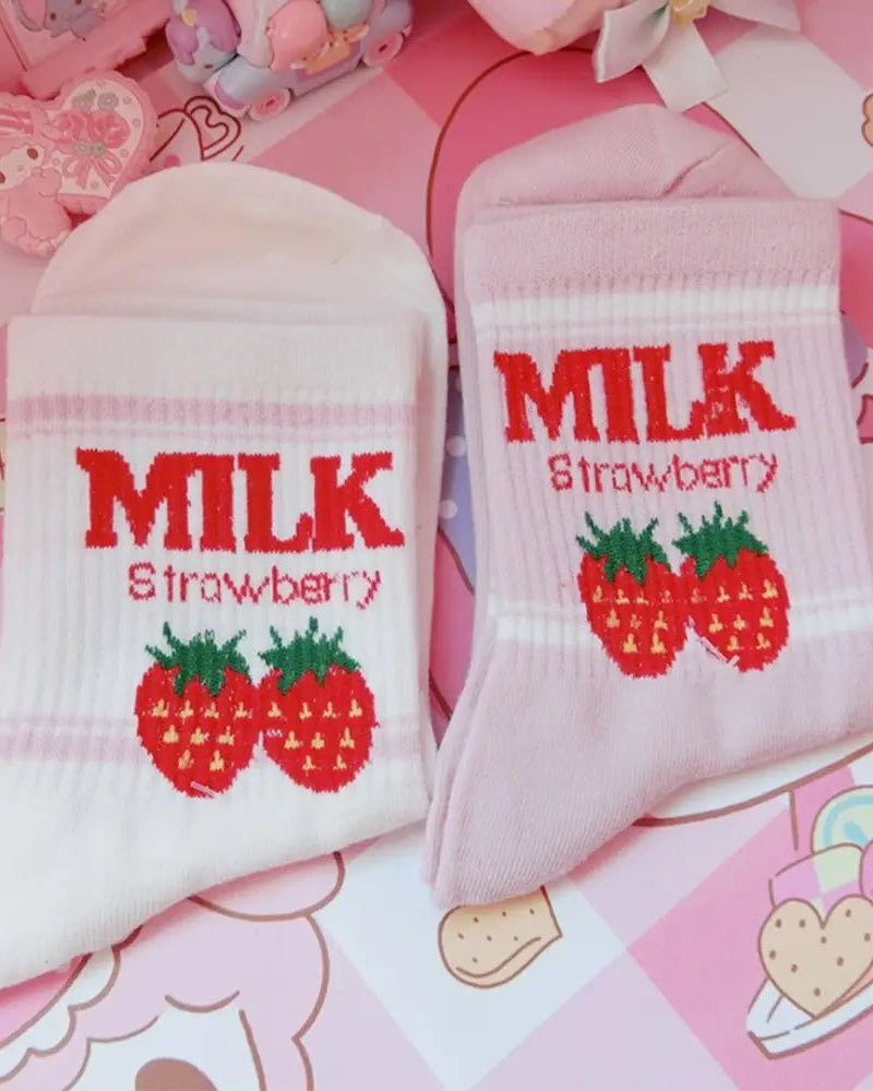 Strawberry Milk Socks Inspired by Harajuku Fashion - Cosparty
