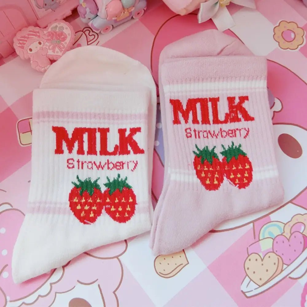 Strawberry Milk Socks Inspired by Harajuku Fashion - Cosparty