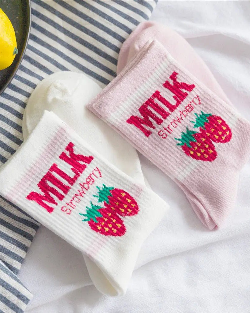 Strawberry Milk Socks Inspired by Harajuku Fashion - Cosparty