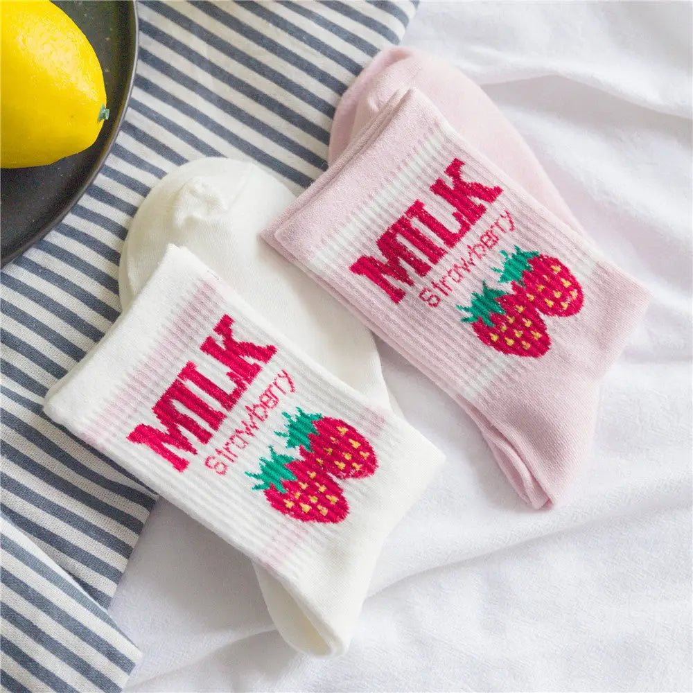 Strawberry Milk Socks Inspired by Harajuku Fashion - Cosparty