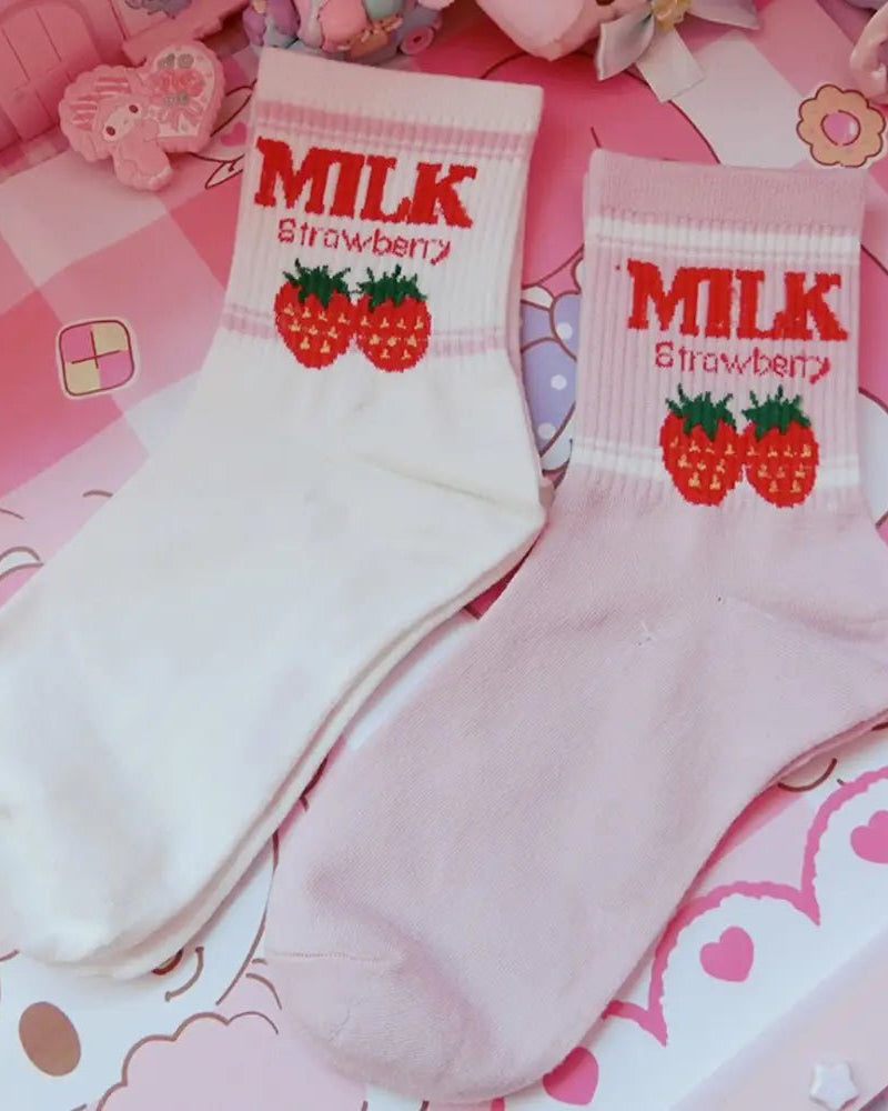 Strawberry Milk Socks Inspired by Harajuku Fashion - Cosparty