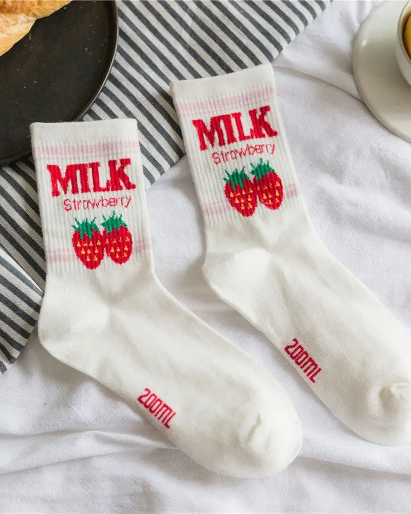 Strawberry Milk Socks Inspired by Harajuku Fashion - Cosparty