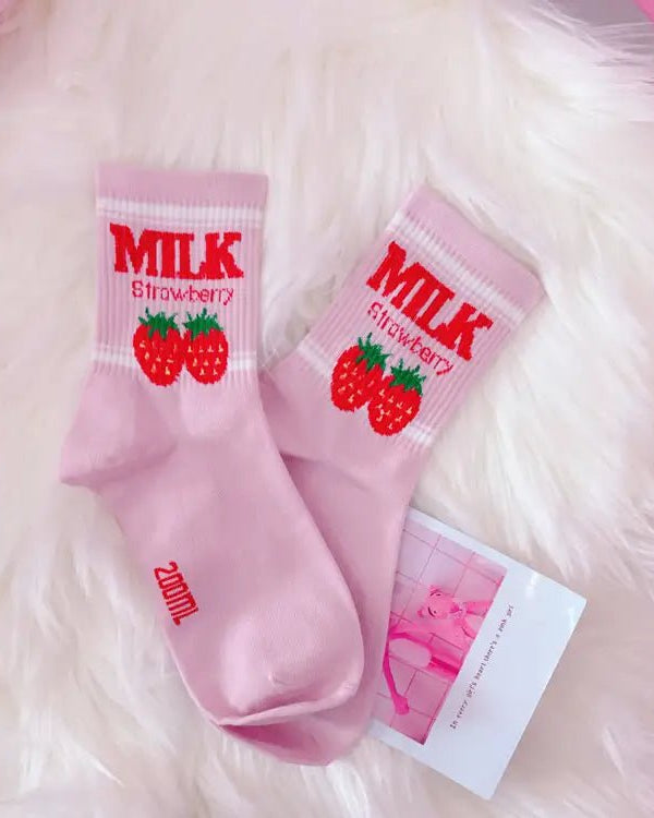 Strawberry Milk Socks Inspired by Harajuku Fashion - Cosparty