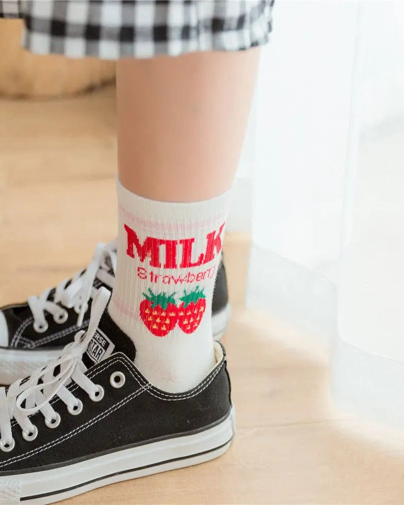 Strawberry Milk Socks Inspired by Harajuku Fashion - Cosparty