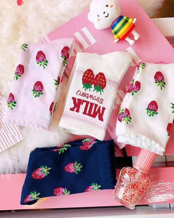 Strawberry Milk Socks Inspired by Harajuku Fashion - Cosparty